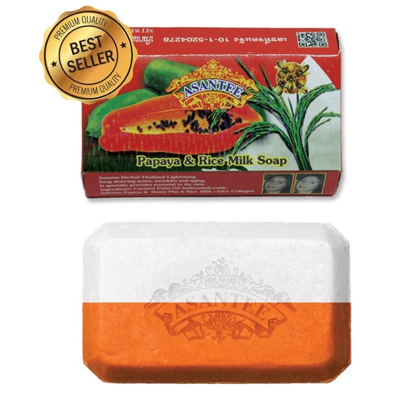 ASANTEE ORIGINAL THAI SABUN PAPAYA & RICE MILK WITH HONEY SOAP 125G