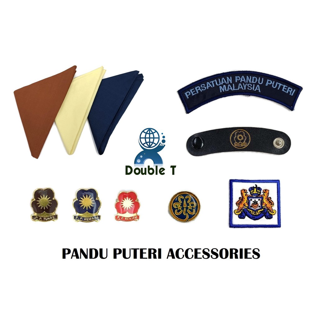 Pandu Puteri Accessories Scarf Woggle Lencana Bahu Lencana Scarf Johor Badge Dunia Tenderfoot Shopee Malaysia