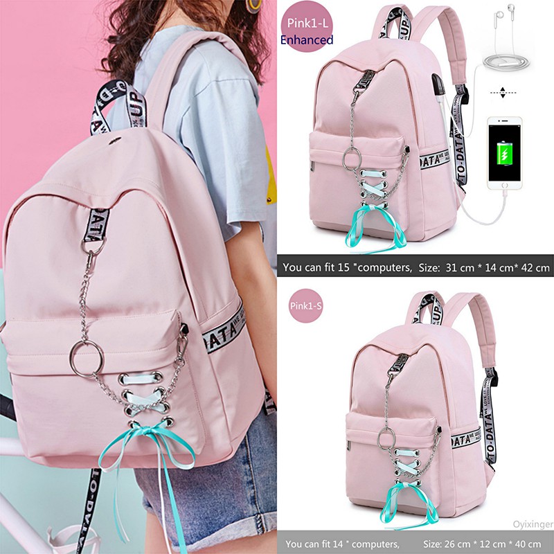 2019 Fashion Girl Bag Student Pink Laptop Backpack Bag Teen Girl Ladies Backpack Shopee Malaysia