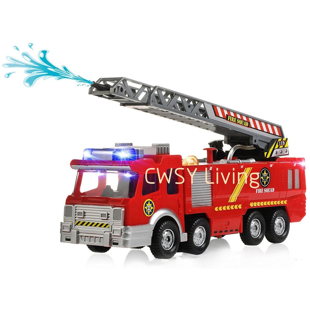 fire truck shooting water