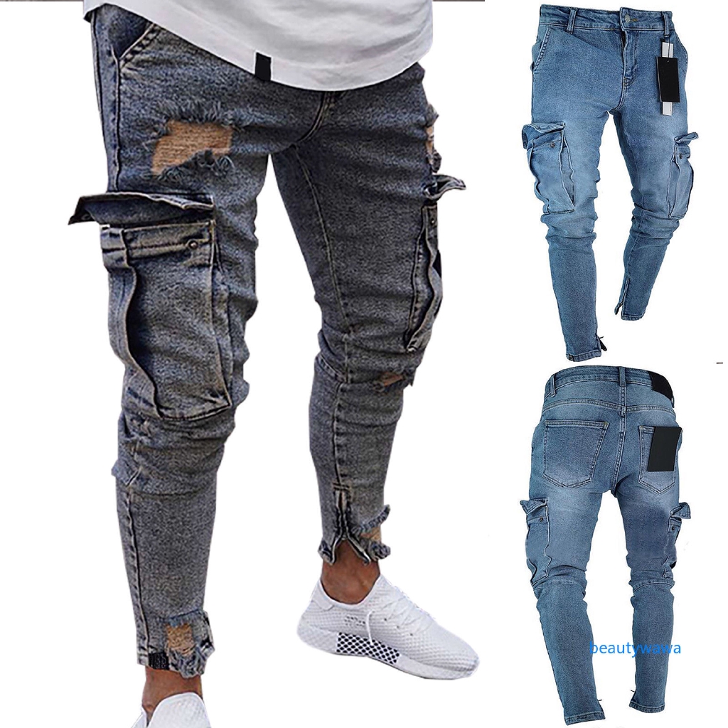 mens ripped jeans with zippers