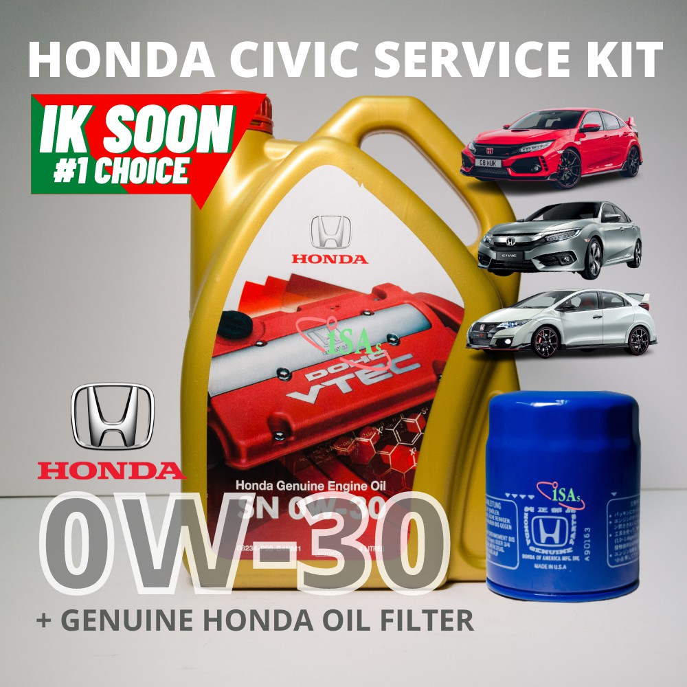 Honda 0W30 Fully Synthetic Engine Oil 4L with Genuine Honda Oil Filter
