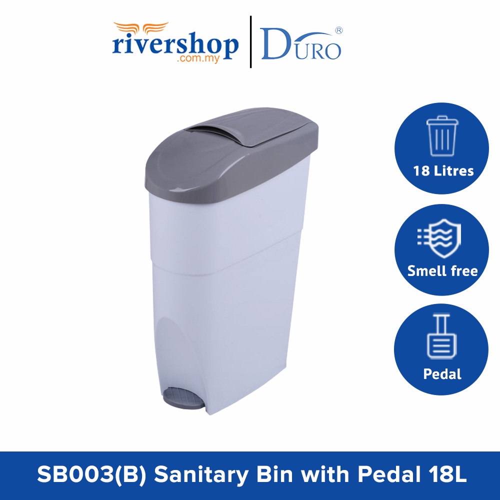duro-sanitary-bin-with-pedal-18l-sanitary-dustbin-grey-garbage
