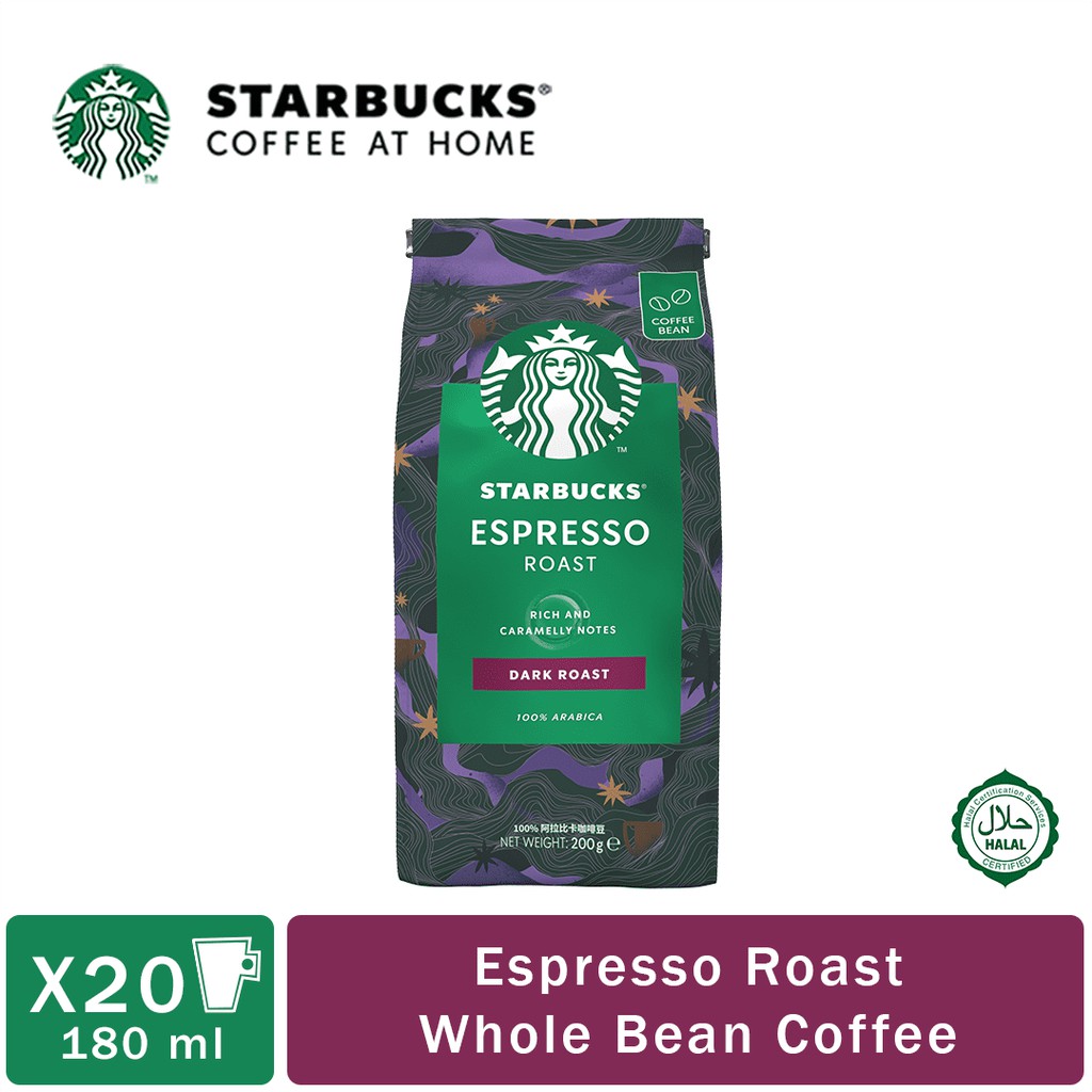 Starbucks Espresso Roast Dark Roast Whole Bean Coffee 200g Bag Shopee Malaysia