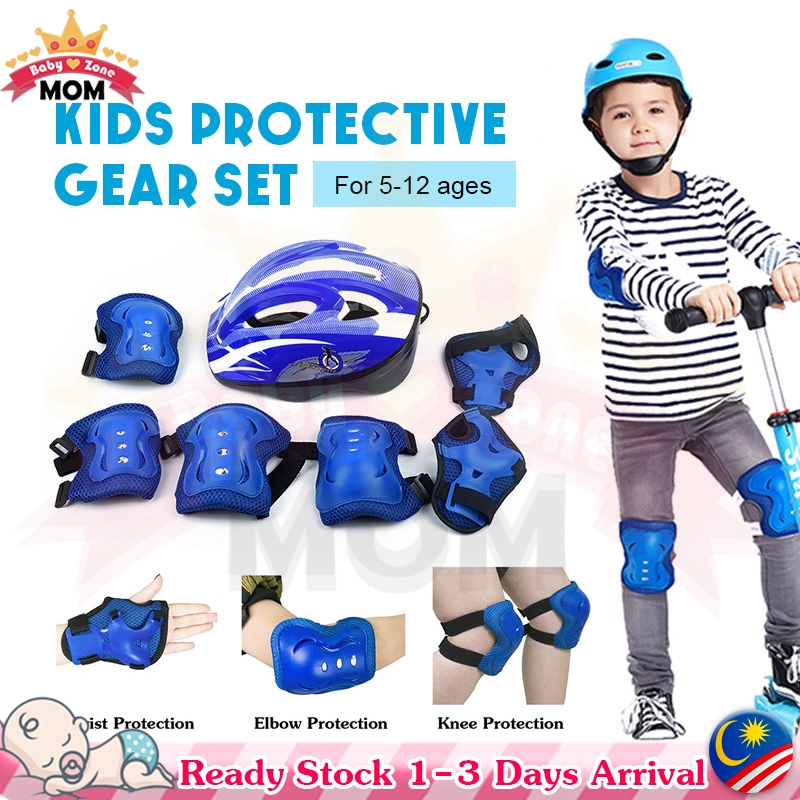 Kids Protective Gear Helmet Bike Helmet Basikal Knee Pad Elbow Pad