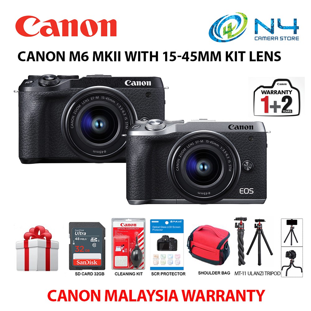 Buy Canon Eos M6 Mark Ii Ef M 15 45 Card 32gb Screen Protector Cleaning Kit Bag Mt 11 Ulanzi Tripod Seetracker Malaysia