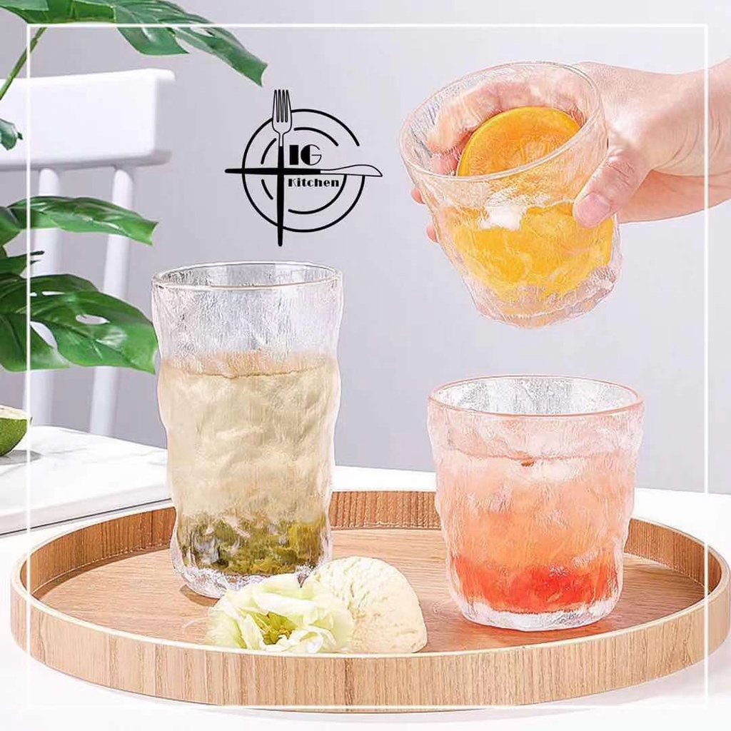 =IG= Glacier Pattern Glass Household Good-looking Water Cup Juice Glass Coffee Cup Beer Steins Gift