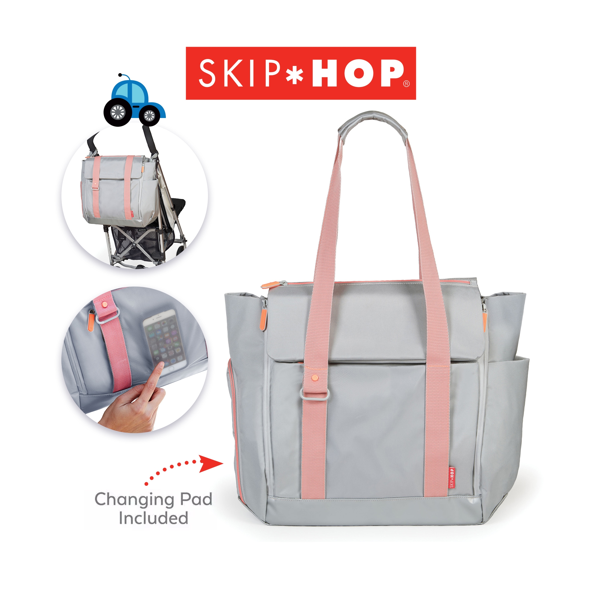 skip hop fit all access diaper tote