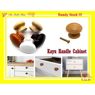 Round Wooden Wood Cabinet Knob Drawer Wardrobe Door Handle Kayu Pemegang Kayu Bulat