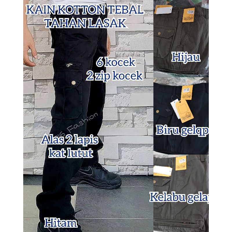 Ventine Seluar Kerja 8 Poket Poket Tepi Ada Zip Dan Copper Button 2 Lapisan Kain Di Lutut Men S Workwear Cargo Shopee Malaysia