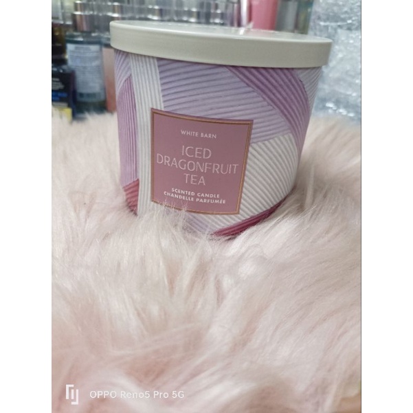 Iced Dragon fruit Tea 3 wicks scented candle bath and body works