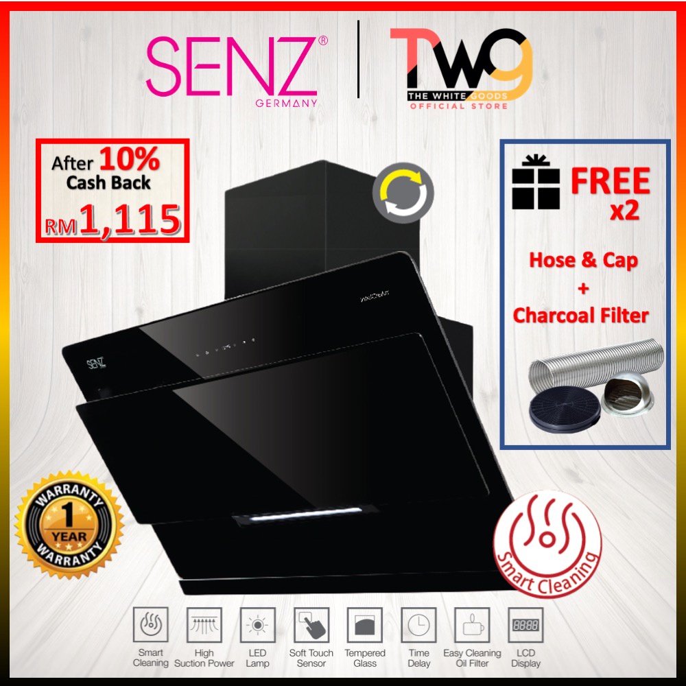 [With GIFT] SENZ Heat Pro intelClean MultiHood SZ-CH9388AC with Auto Heat Cleaning function (1400 m3/h)