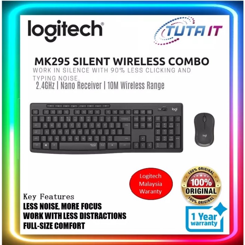 Logitech MK295 Silent Wireless Keyboard & Mouse Combo (920-009782 ...