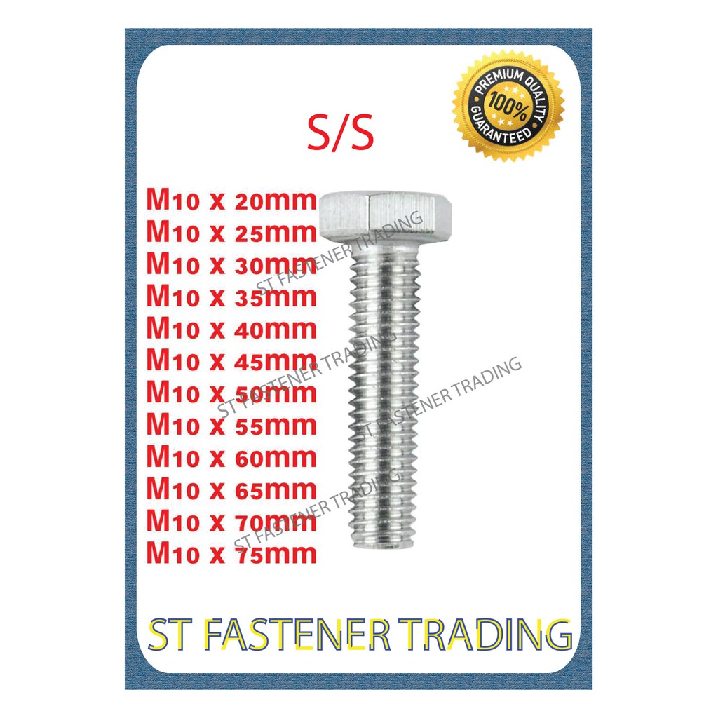 hex-bolt-m10-x-20mm-m10-x-75mm-1packing-20pcs-stainless-steel