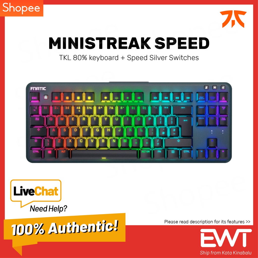 Fnatic Gear Ministreak TKL Mechanical Keyboard MX Speed | MX Silent 100 ...
