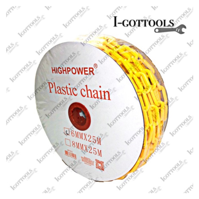 Orange Plastic Safety Chain 6mm x 25 meter roll,Plastic Barrier Chain-46402 