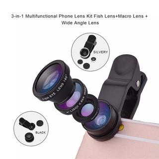 ◈ 3-in-1 Multifunctional Phone Lens Kit Fish Lens+Macro Lens + Wide Angle Lens