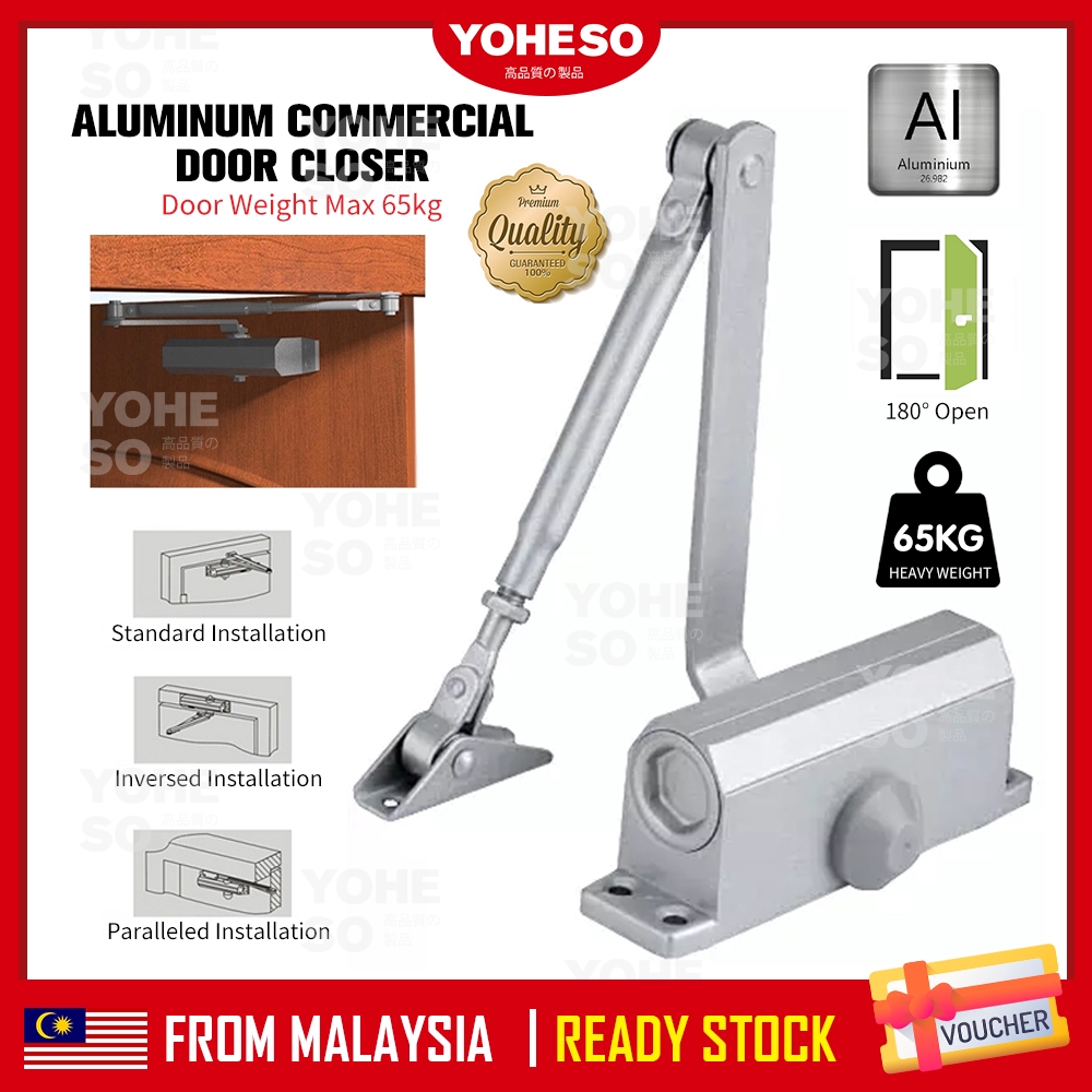 YOHESO Aluminum Door Closer Automatic Adjustable Closers Hydraulic Auto
