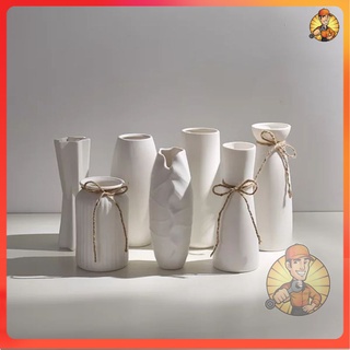 White Ceramic Vase Pasu Putih Hiasan Seramik for Home Office Decoration