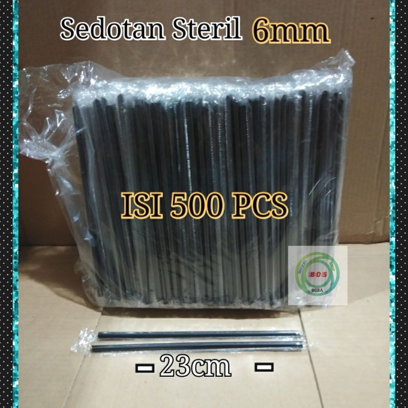 6mm Plastic Straws P 23cm Sterile Black 500 pcs Hygienic Coffee Wrap