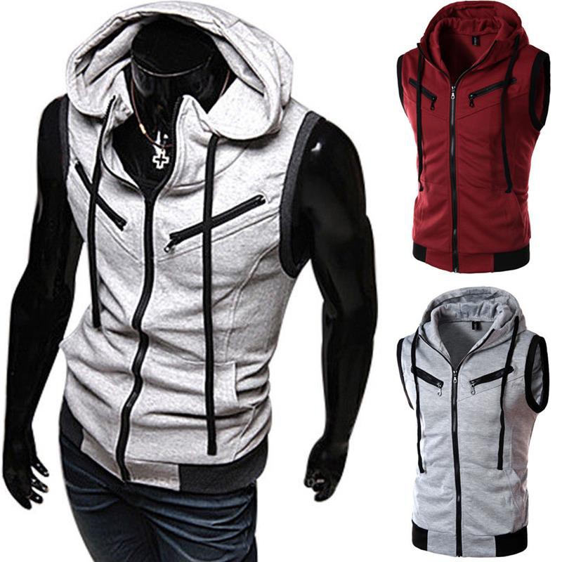 sleeveless zip hoodie men's