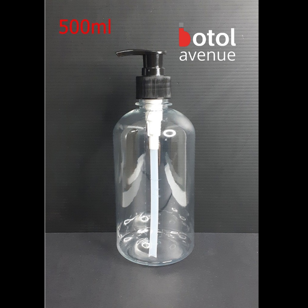 Malaysia READY STOCK 500ml Clear PET Bottle with Black Pump Dispenser Empty Pump Bottles.