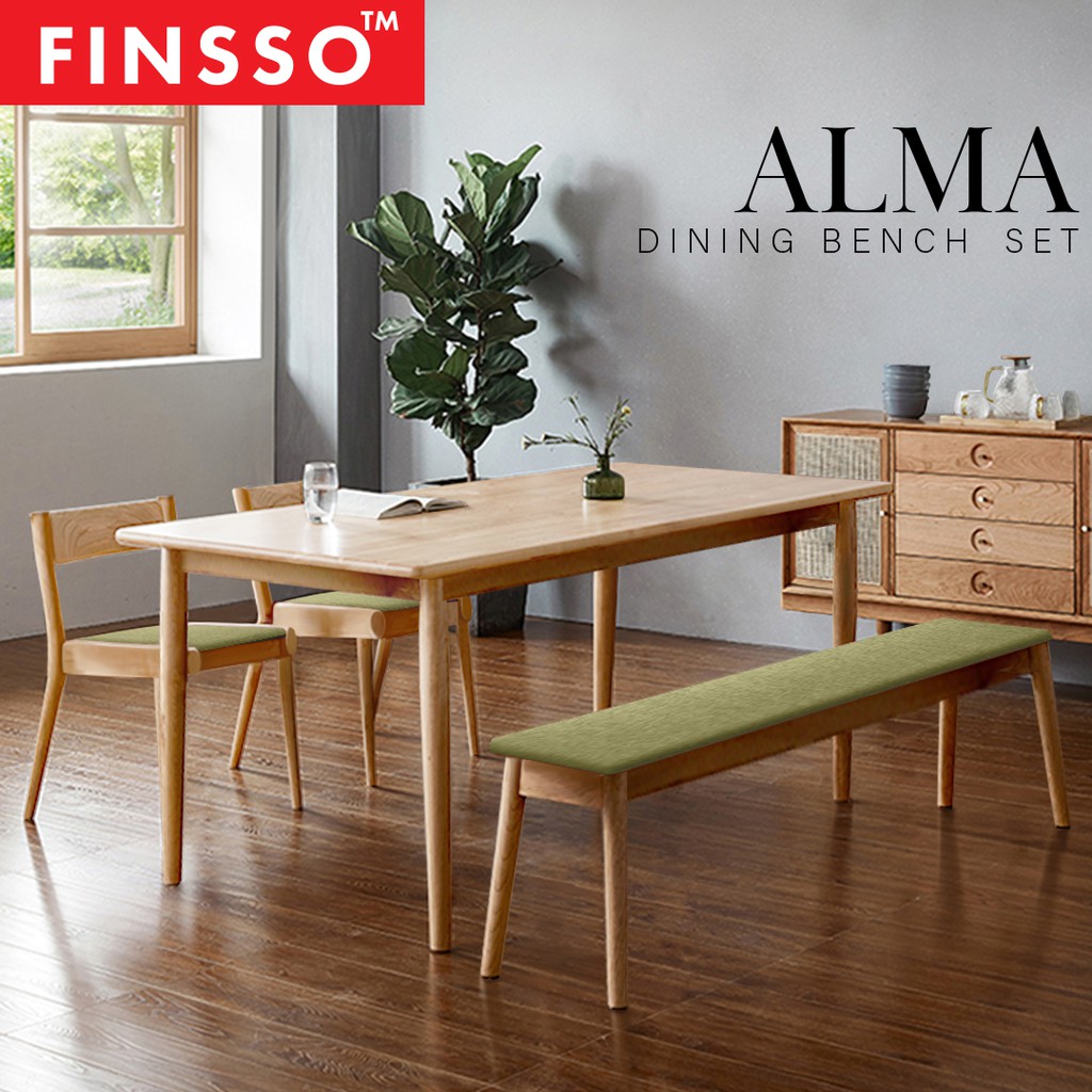 FINSSO: ALMA Japanese Style Solid Rubber Wood Dining Set