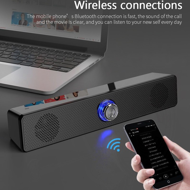 Sunyuey Mini Speaker for tv，USB Powered Computer Sound bar Speakers with Home Theater，Combinable，2driver Speakers，PC/Cellphone/Tablets/Desktop Connection Black 