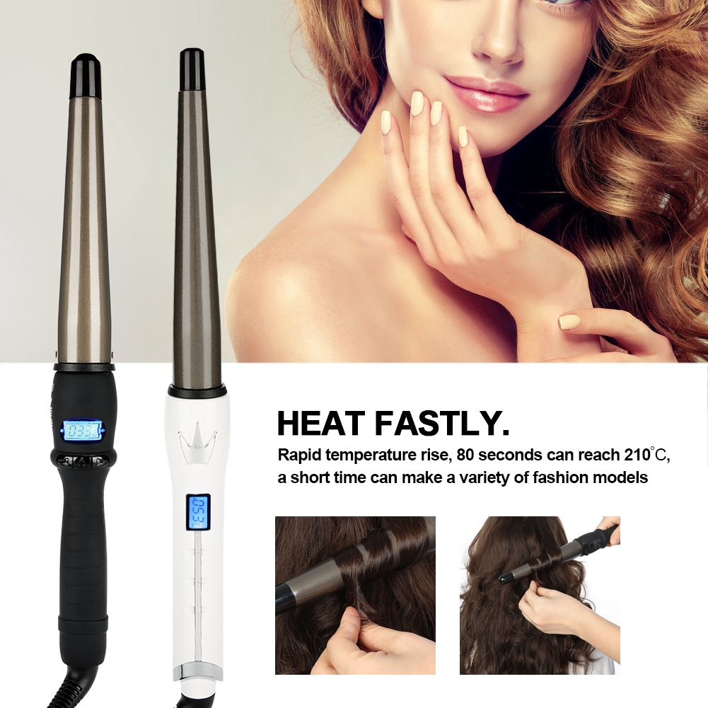 Ceramic Hair Curling Iron Hair Waver Pear Flower Cone Lcd Shopee