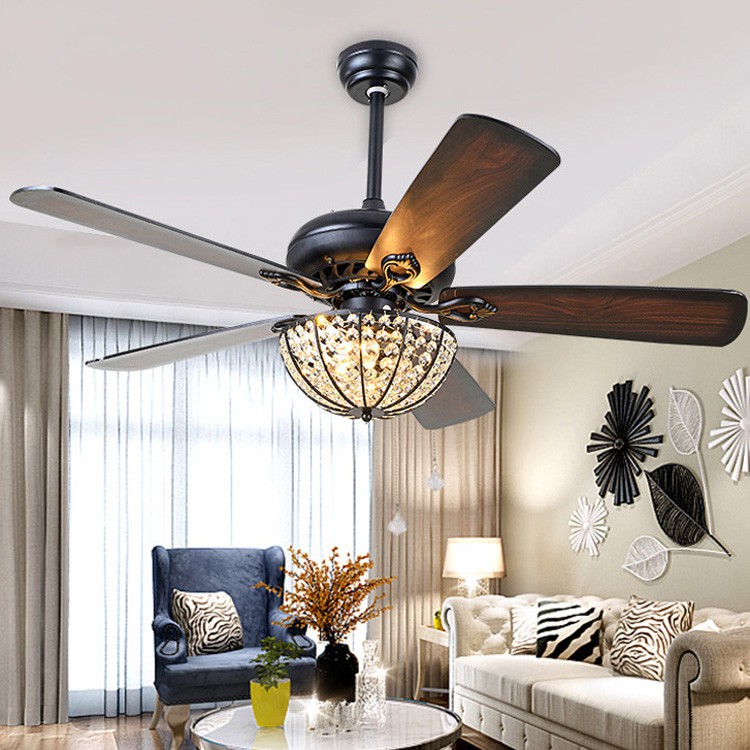 Modern Ceiling Fans Led Light With 5 Wood Blades Fan For Living Room Dining Room