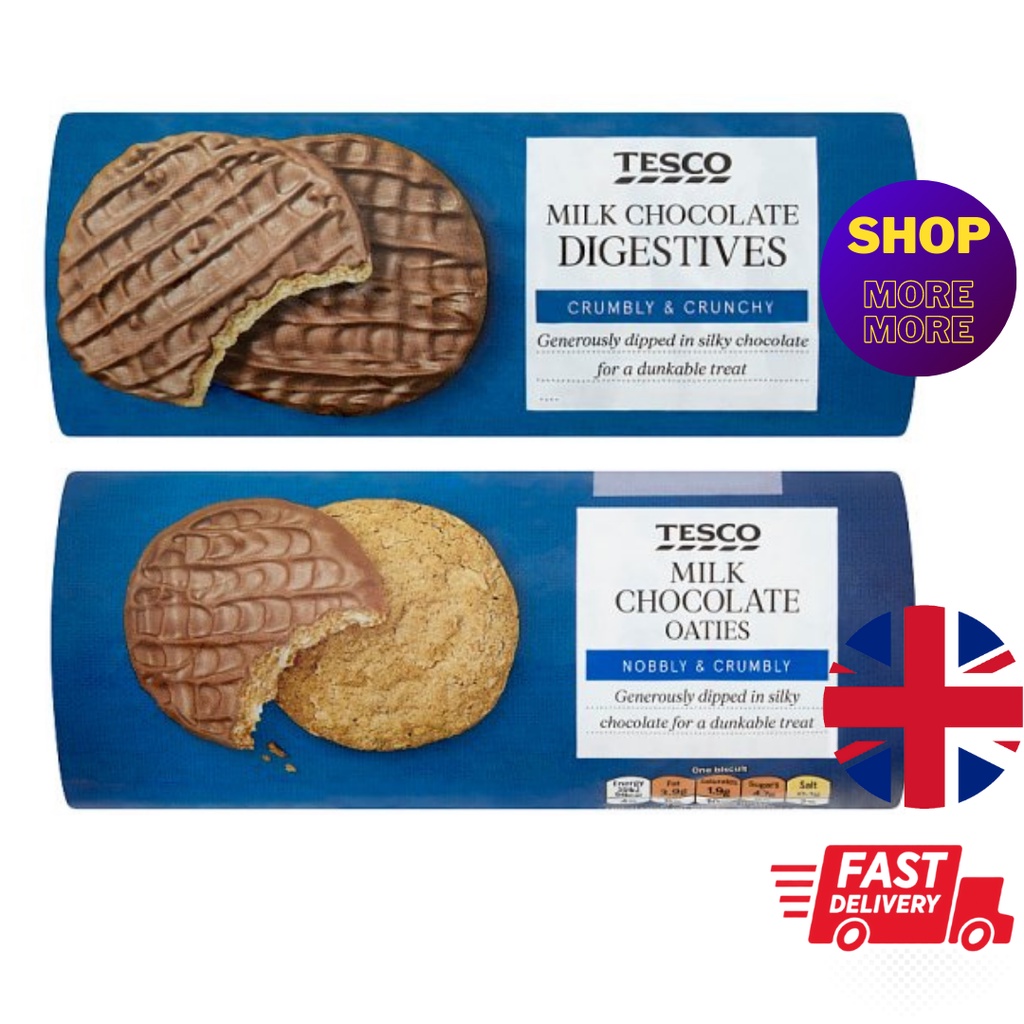 TESCO UK BISCUIT Milk Chocolate Degestive / Milk Chocolate Oaties 300G