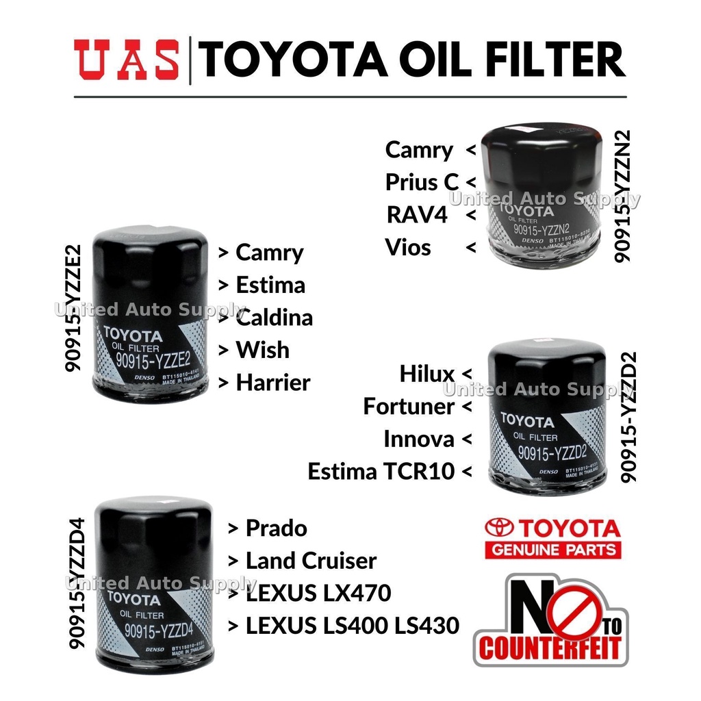 TOYOTA Oil Filter (90915-YZZE1 90915-YZZE2 90915-YZZD2 90915-YZZD4 ...