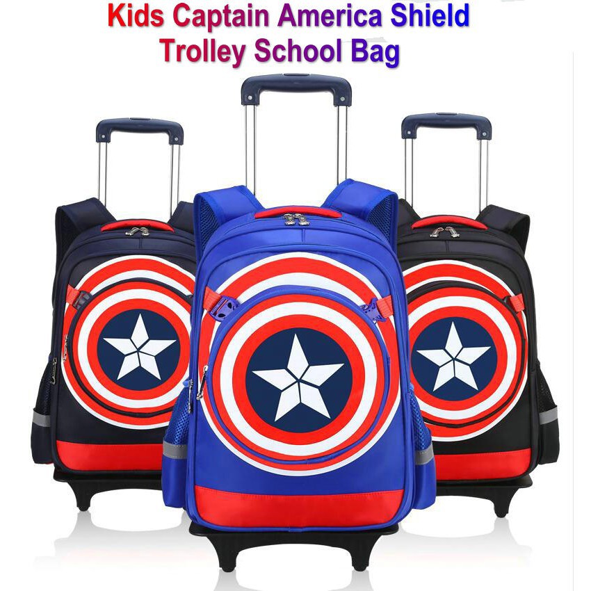 captain america trolley school bag