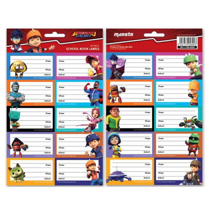 Boboiboy Galaxy Name Label Name Sticker School Book Label Shopee Malaysia