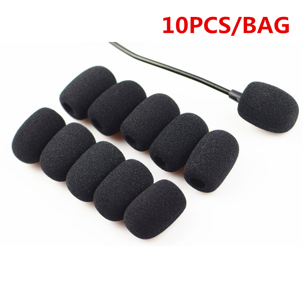 10PCS Microphone Headset Grill Windscreen Sponge Foam Black Mic Cover