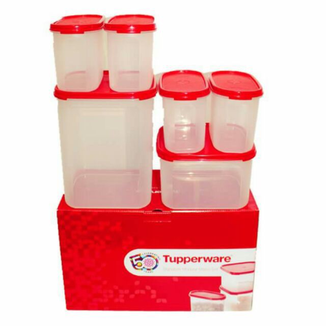 Tupperware Signature Modular Mates 50th Anniversary Package Oval/Square 1.1L/2.6L/5.6L 6Pcs With Giftbox