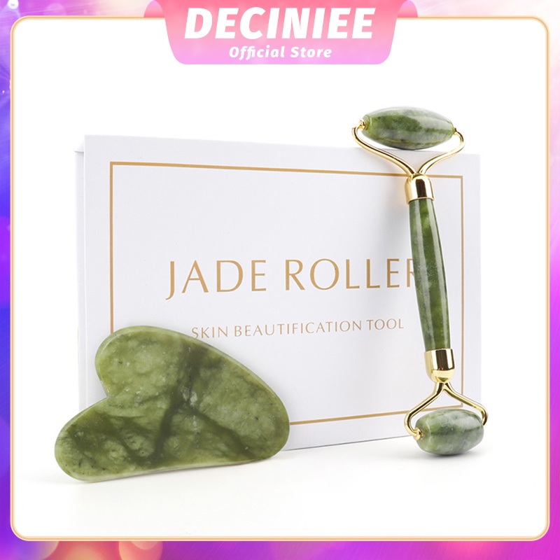 DECINIEE 100% Natural Xiuyu Facial Massage Roller Gua Sha Board Set Jade Roller Massage Face-lift Set Body Slim Double Neck Thin Anti Aging