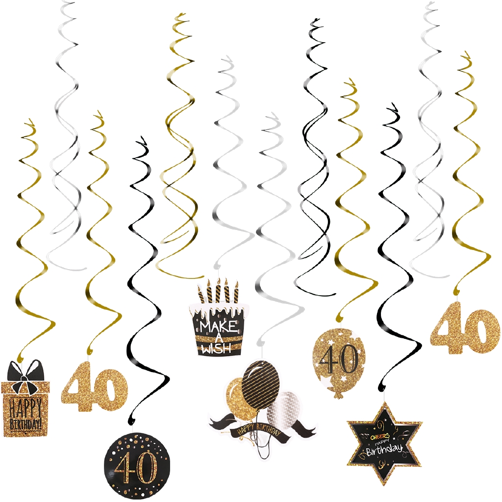 40th Birthday Hanging Swirls Birthday Party Decorations For Lady