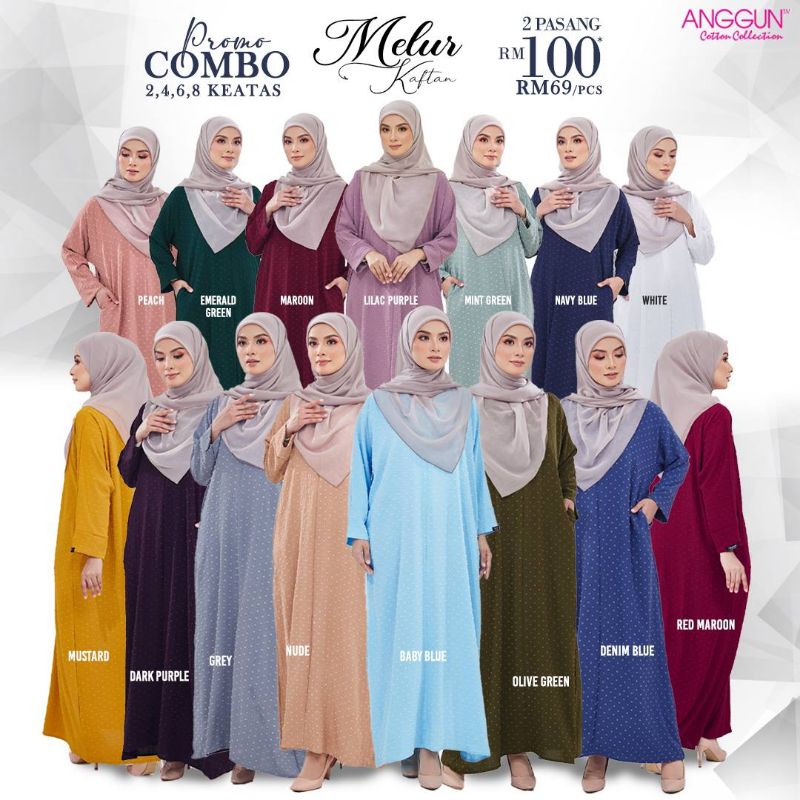 Jubah Kaftan Melur Ironless by Anggun Cotton Collection Shopee Malaysia