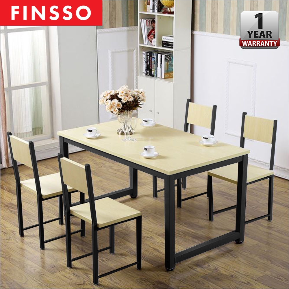 FINSSO: CONTEMPORARY White/Black Steel Rectangular Design Dining Table