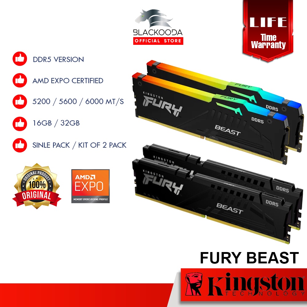 Kingston Fury Beast AMD Expo Certified DDR5 NonRGB / RGB 16GB / 32GB