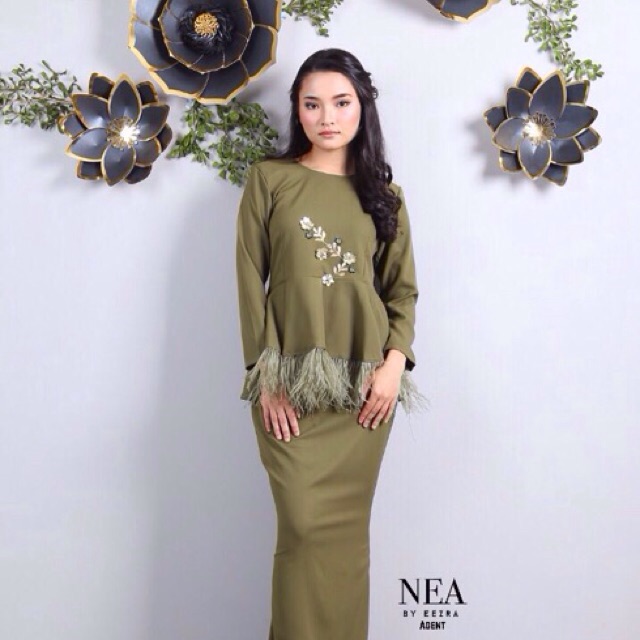 Peplum Feather Premium Green  Baju Raya 2019 Baju 