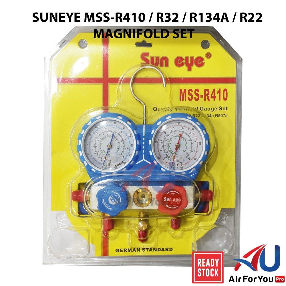 Suneye Mss R410 R32 R134a R22 R404a Aluminium Manifold Set Meter Gas Aircond