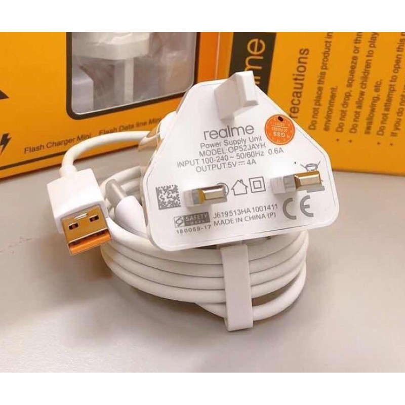 Realme VOOC Flash Charger 5V/4A Micro USB/TYPEC Cable & Adapter