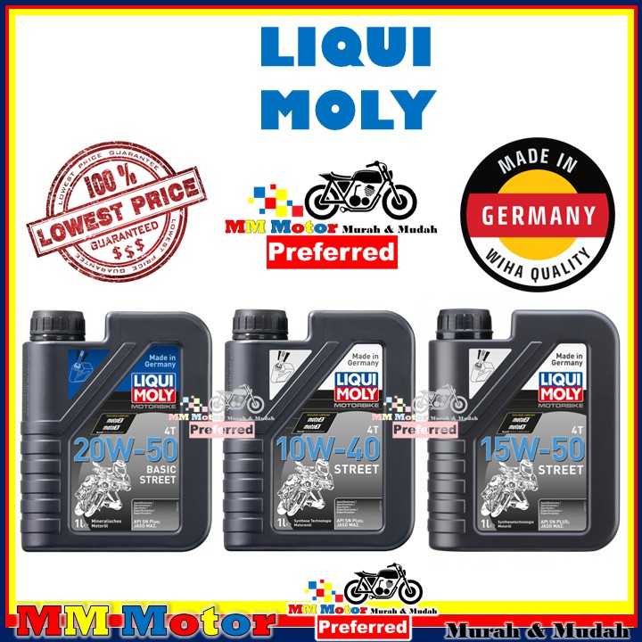 100% ORIGINAL LIQUI MOLY MINYAK HITAM ENGINE OIL 4T SYNTHETIC SEMI MINERAL 20W50 10W40 15W50 / YAMAHA OIL FILTER