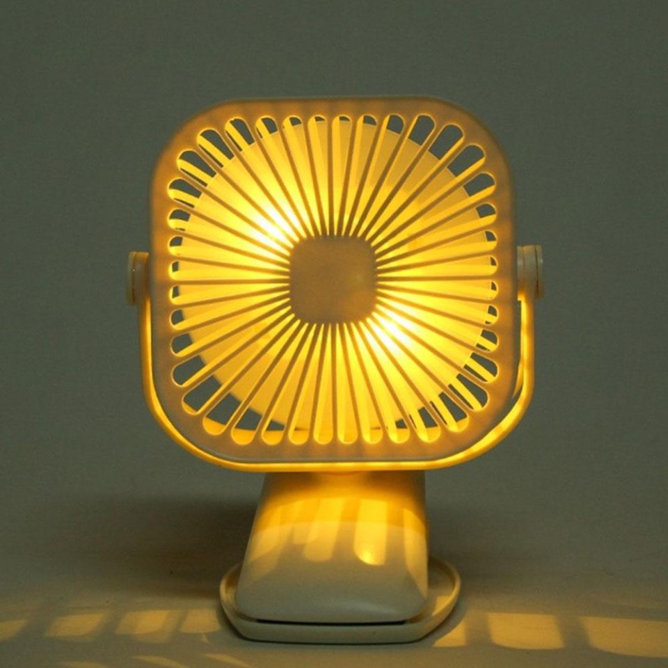 YASE LED Light Fan 360 Adjust Mini Fan USB Charging Mini Clip Fan with