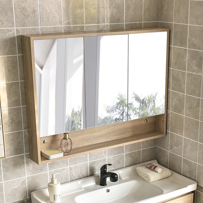 Customized Bathroom Mirror Cabinet Wall, Wooden Bathroom Mirror With Storage