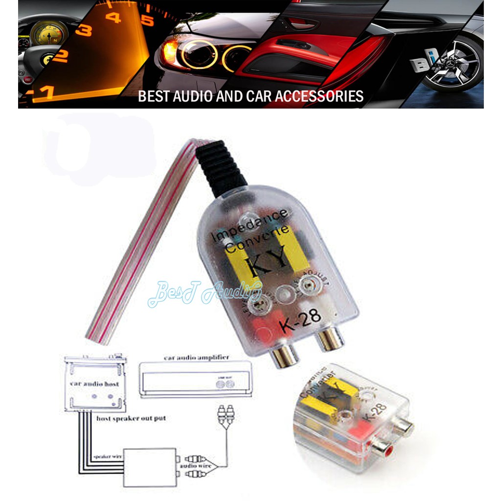 K 28 Car High To Low Impedance Converter Adapter Output To Rca Line Control High To Low Shopee Malaysia