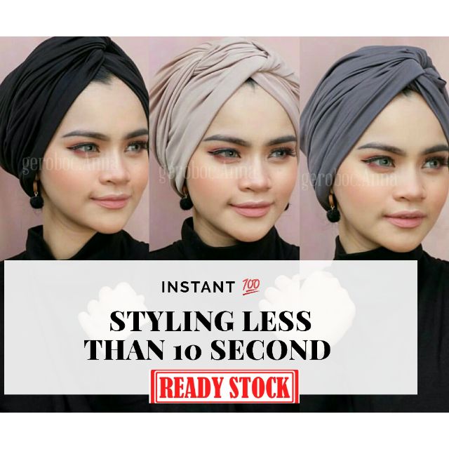 (Ready Stock) Tak perlu melilit turban dah.jimat masa nak bersiap!. Turban scarf -fashion-travel - hair accessories