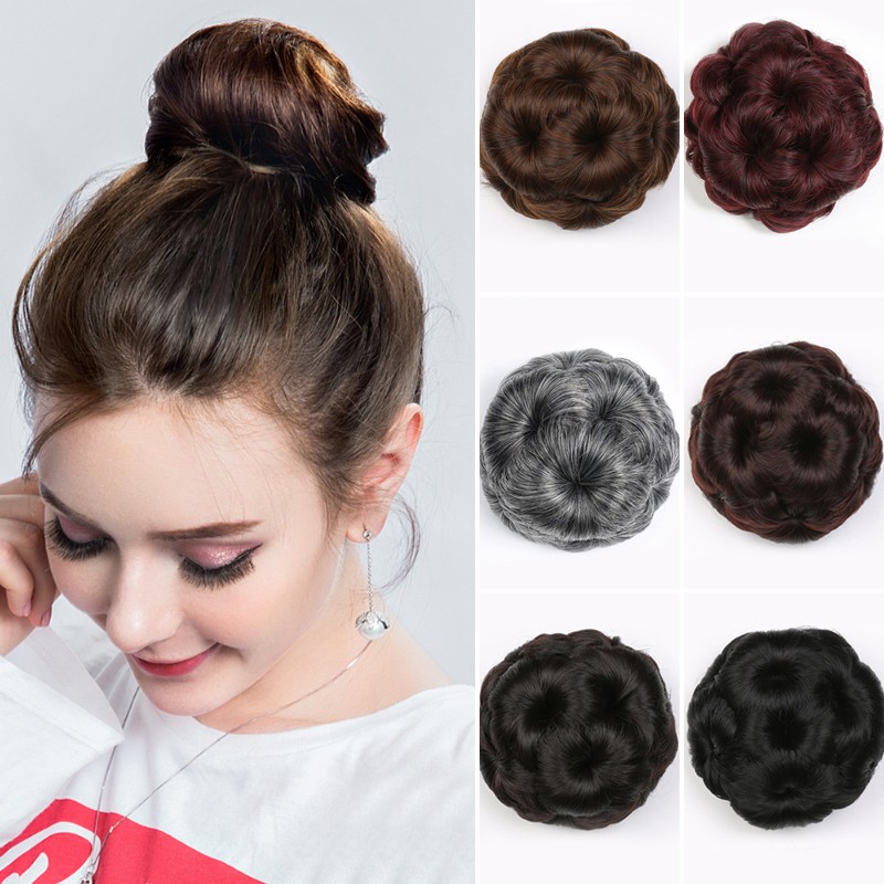 Women S Hair Bun Floral Design Hair Extension 9pcs Small Flower